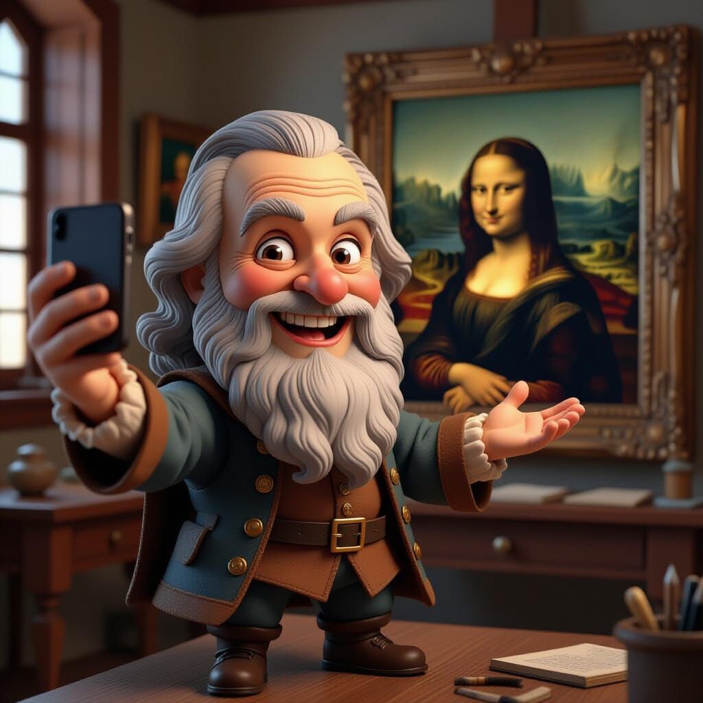 Chibi Leonardo da Vinci Takes a Renaissance Selfie
