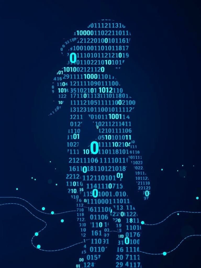 Glowing Binary Woman in Futuristic Cyberpunk Style