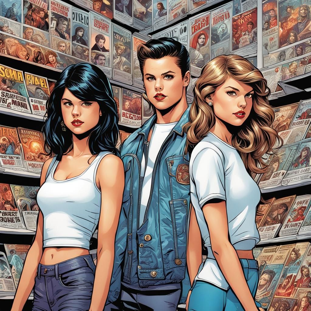 Selena Gomez and Taylor Swift in Comic Book Art
