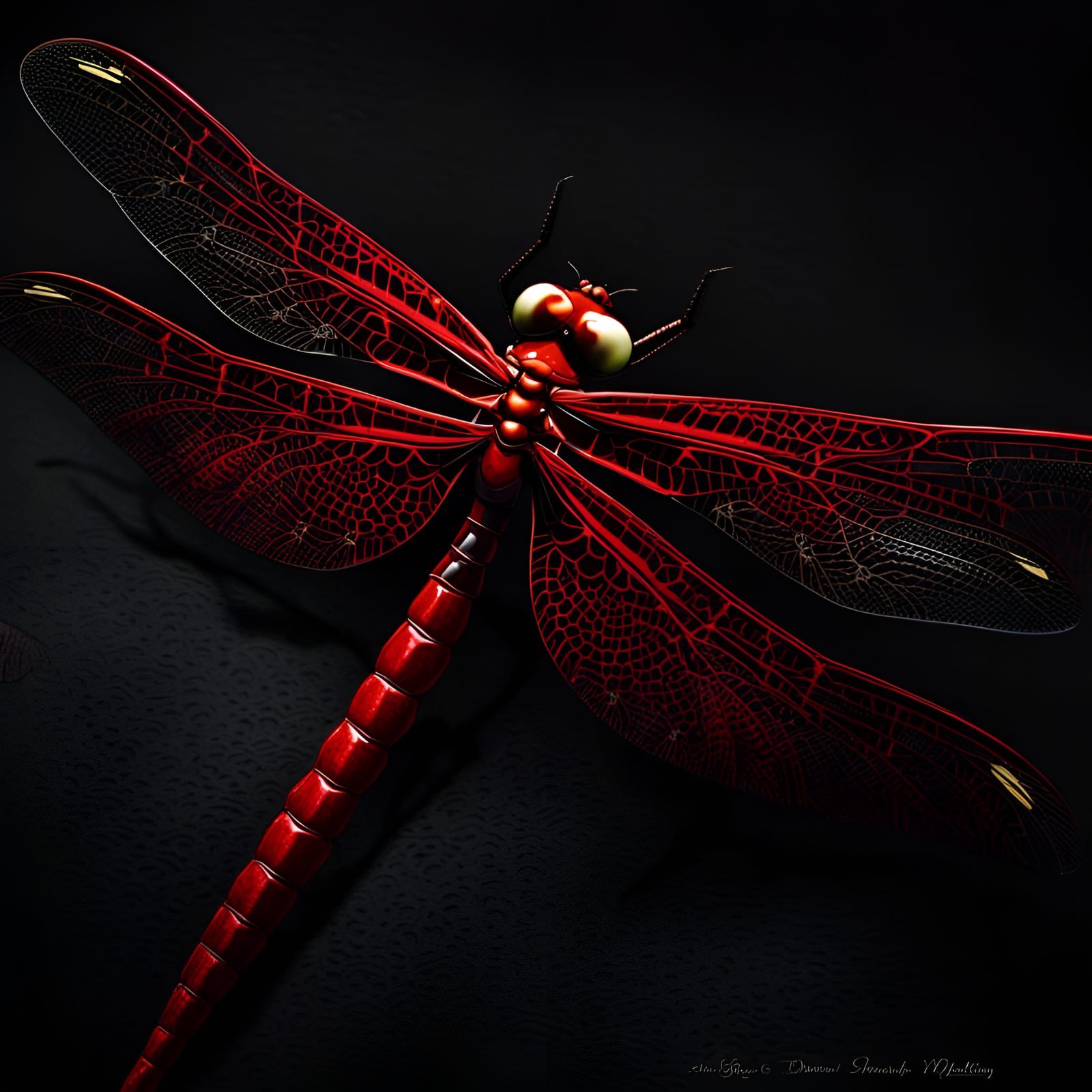 Menacing Bloodred Dragonfly in Hyperdetail