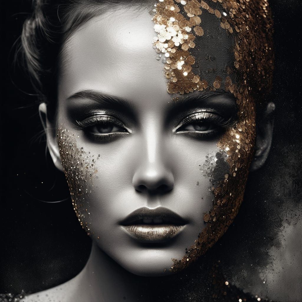 Mysterious Sequined Siren in Dark Surrealism