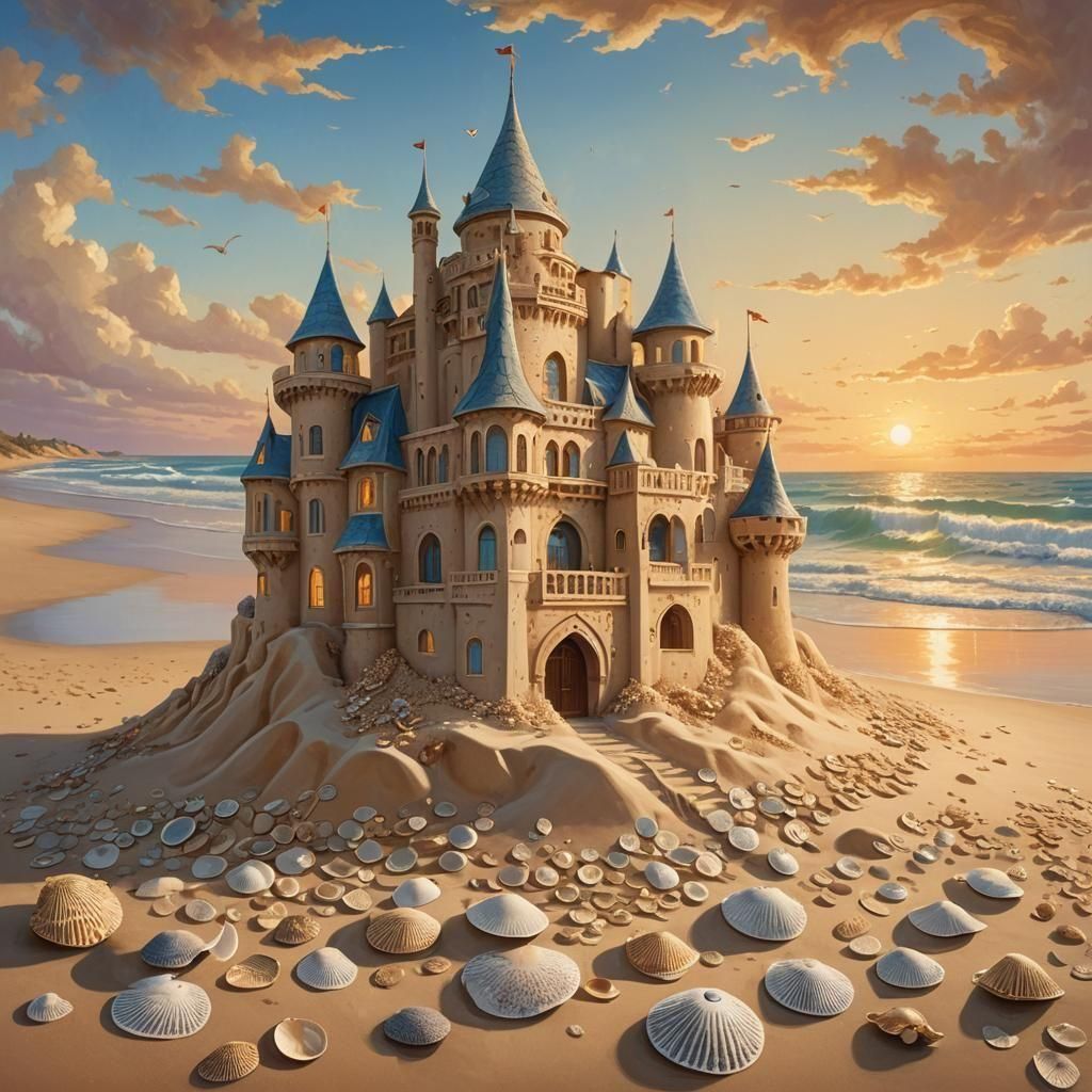 Sand Shell Persian Castle at Sunset