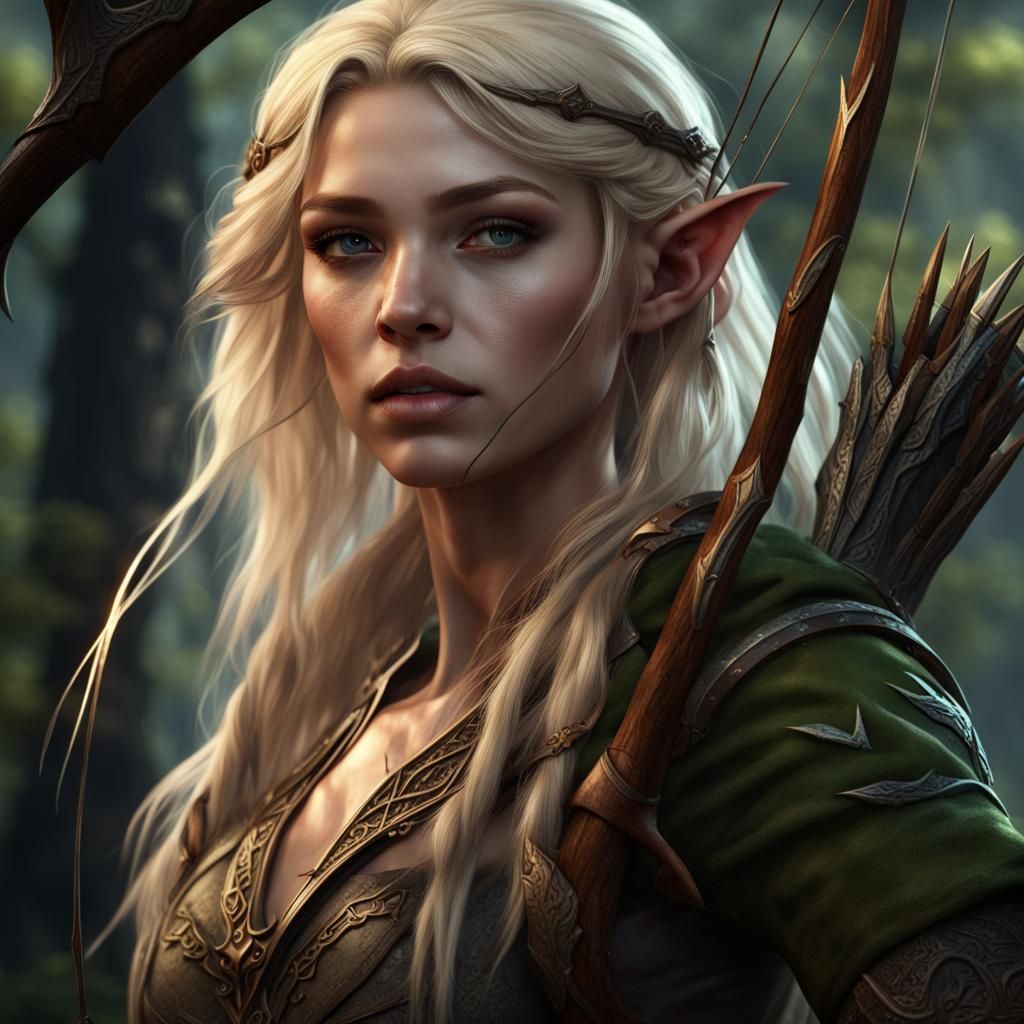 Wood Elf Hunter in Dark Fantasy Forest