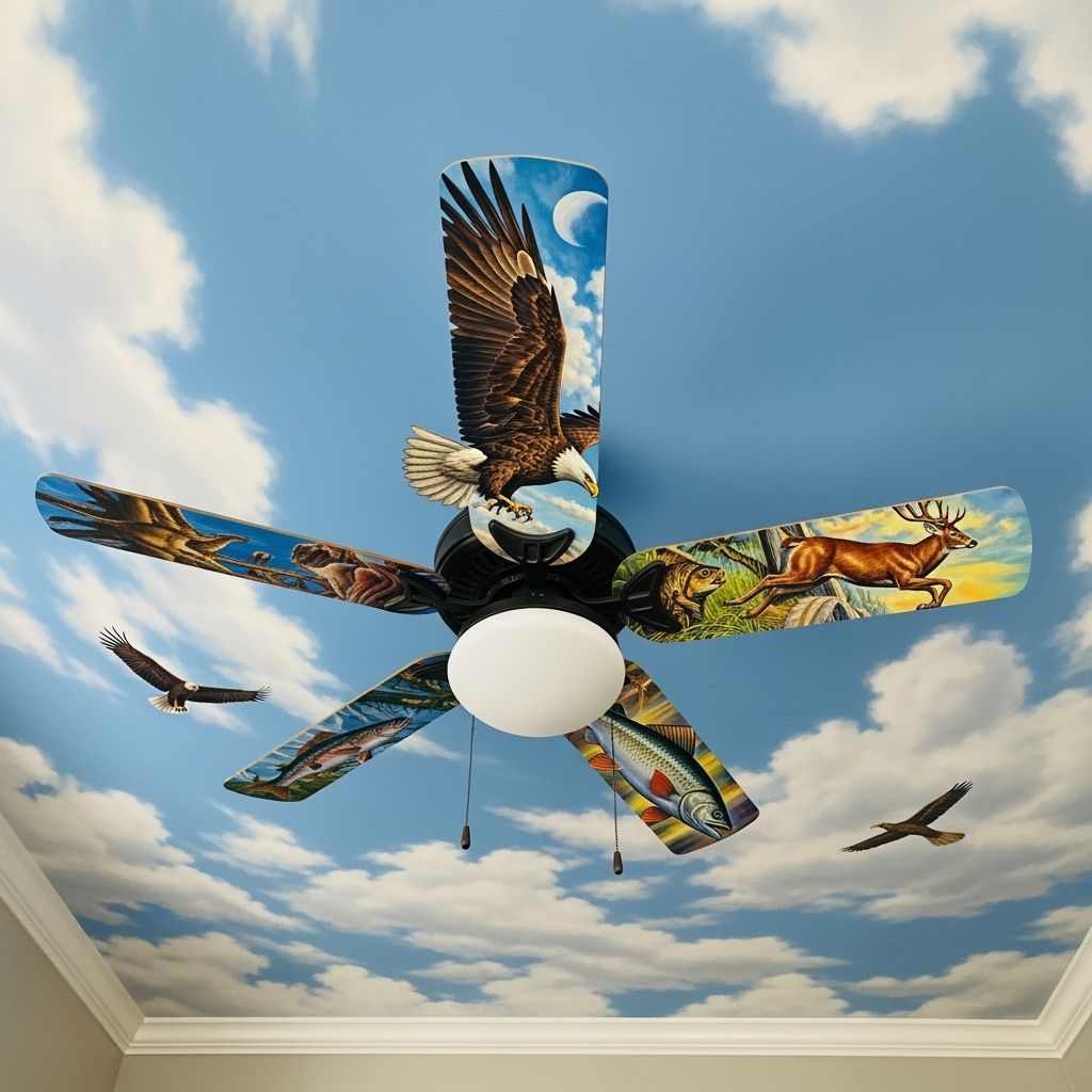 Wildlife Art Ceiling Fan in Eclectic Style