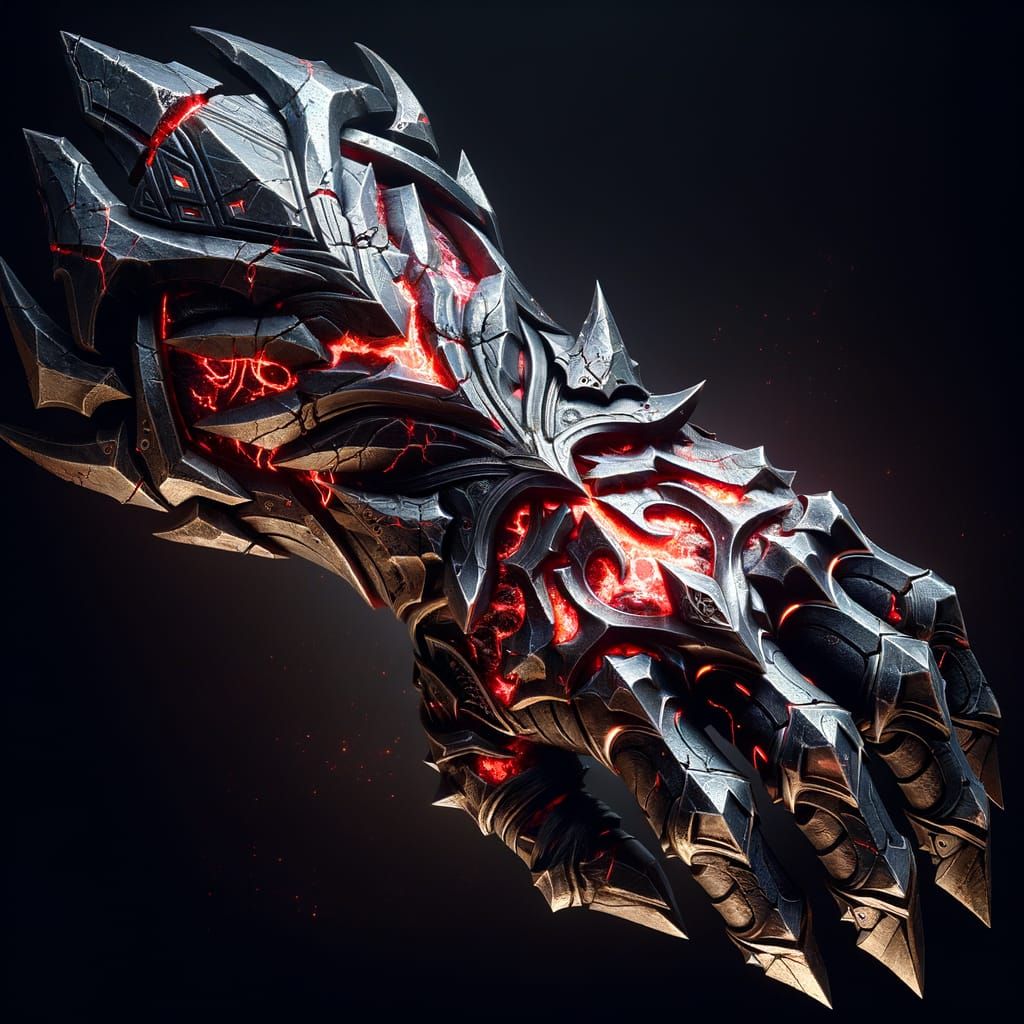 Jagged Adamantine Vambrace: Divine Armor Fragment with Crims...