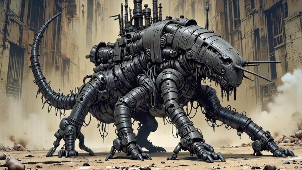 Junji Ito Style Centipede Combat Vehicle