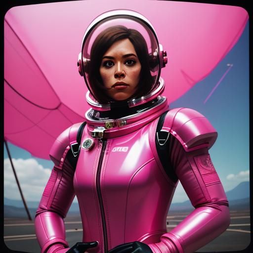 Pink Astronaut Prepares for Atmospheric Balloon Jump
