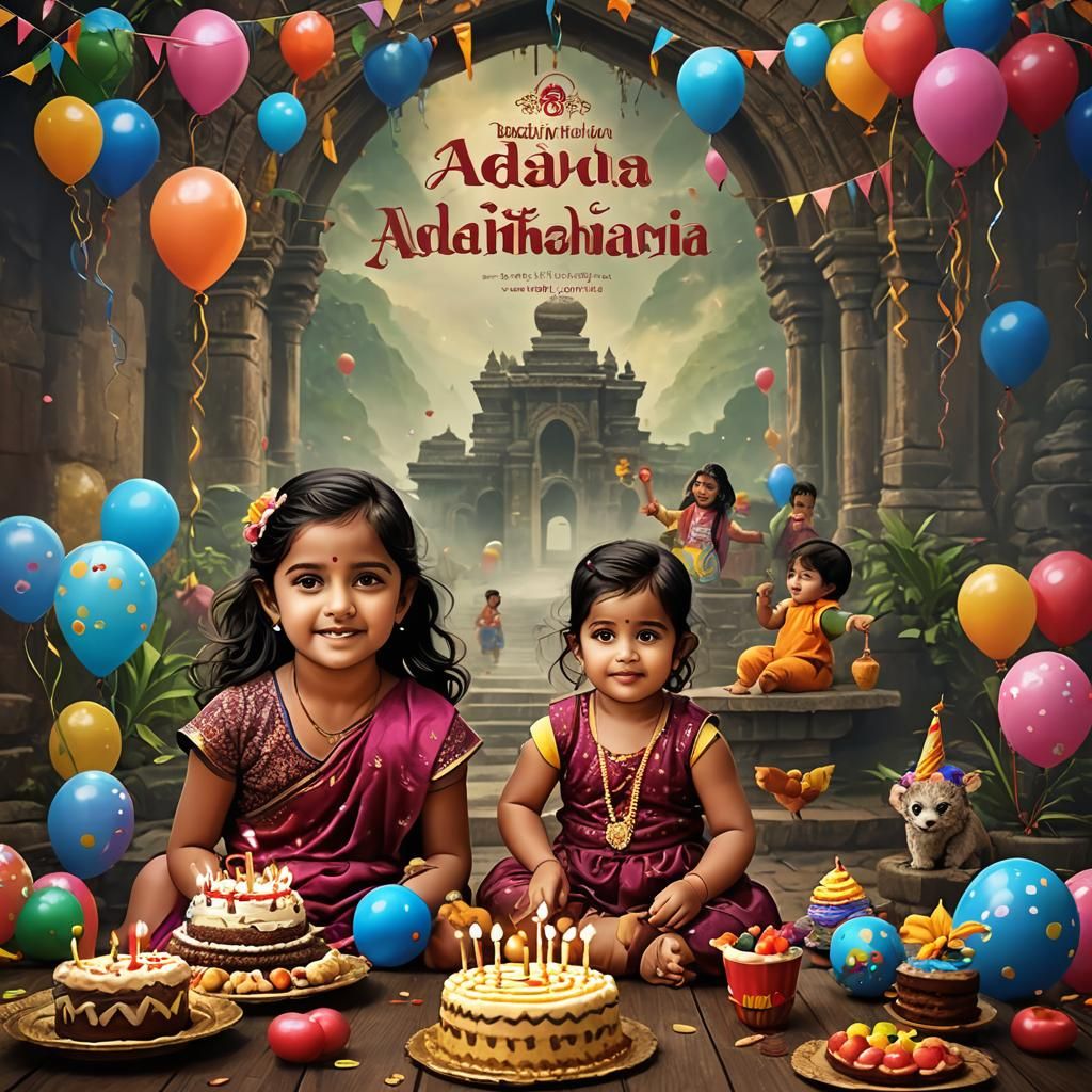 Aadvika's 2nd Birthday Invitation: Fantasy Concept Art