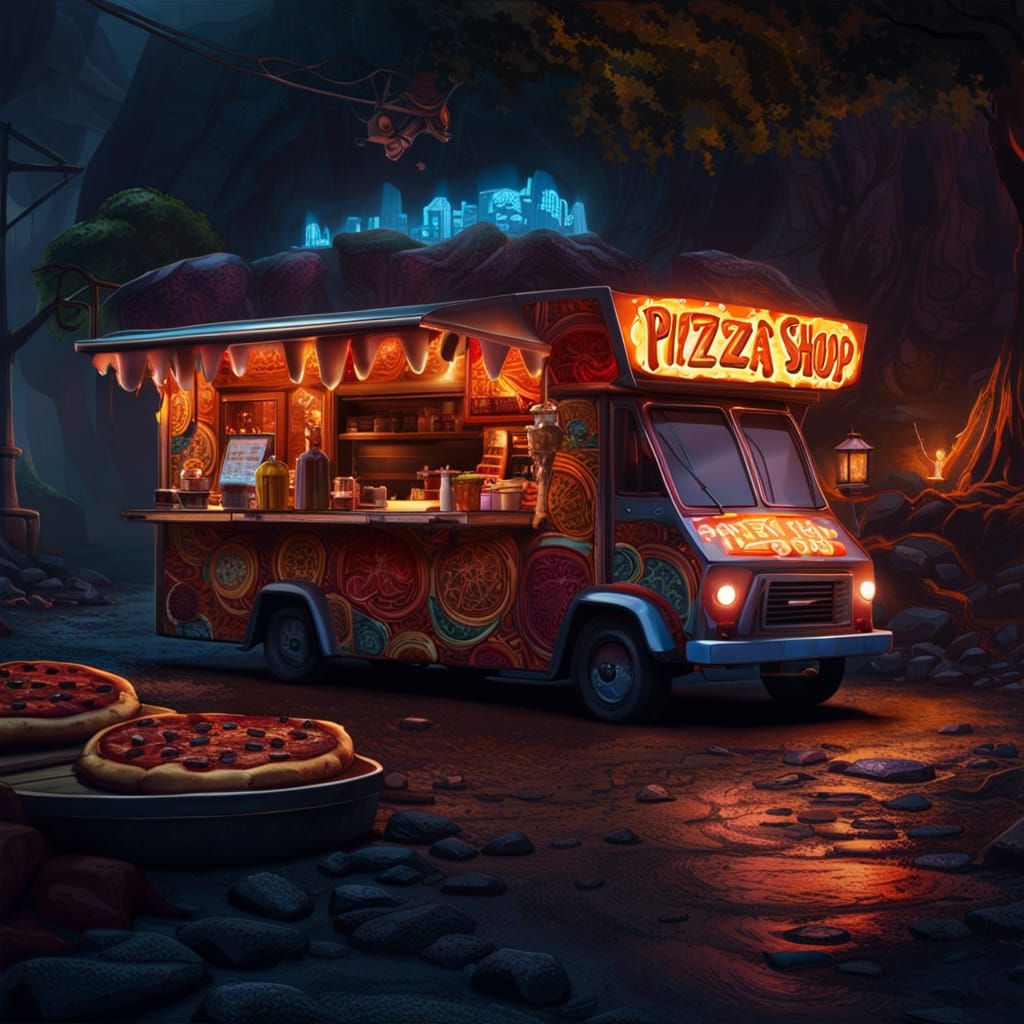 Floating Pizza Truck in Underworld City