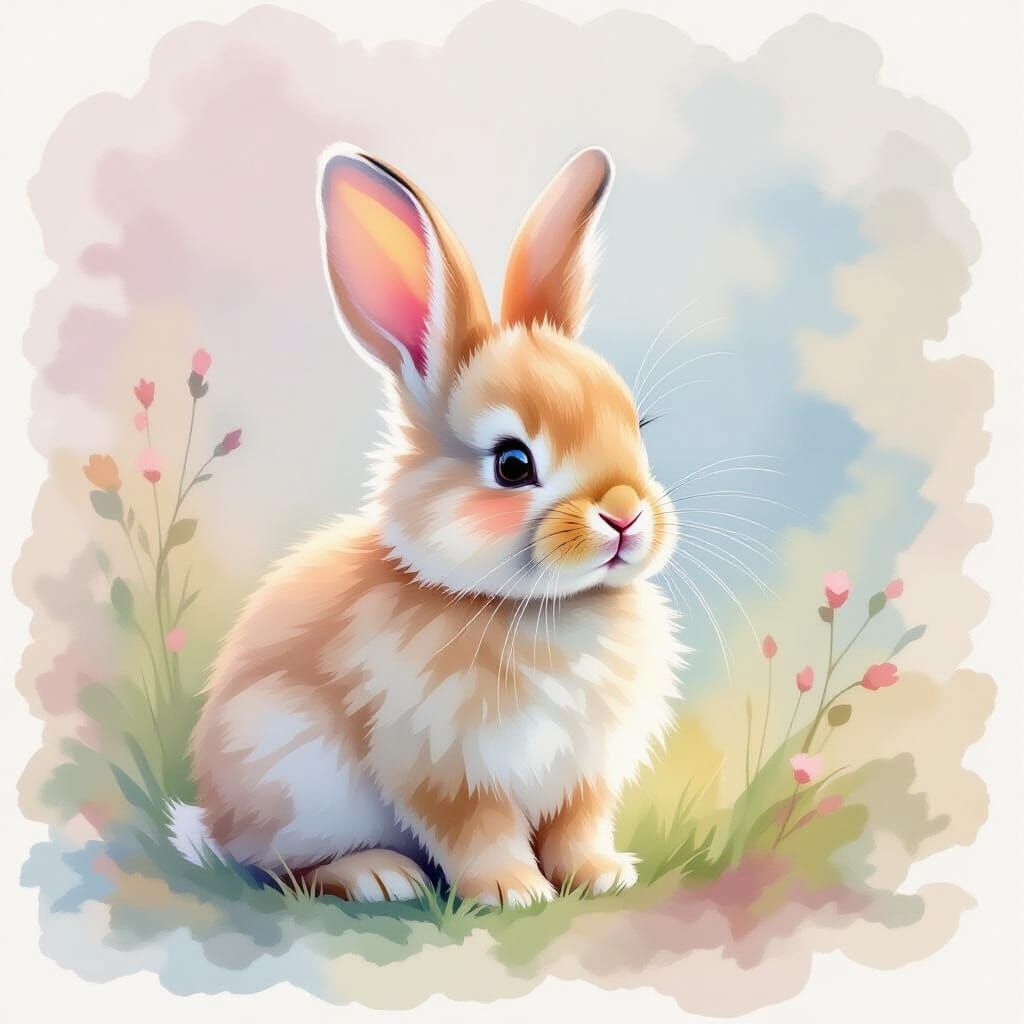 Delicate Watercolor Bunny Painting