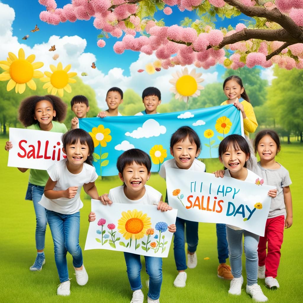 Multicultural Children Celebrate Sallis Day in Park