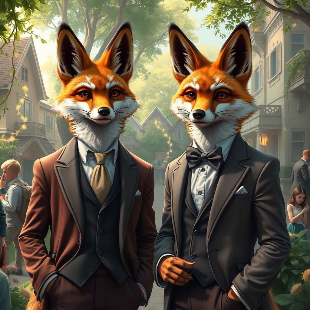 Luxurious Foxes Volunteer in Affluent Suburb Scene
