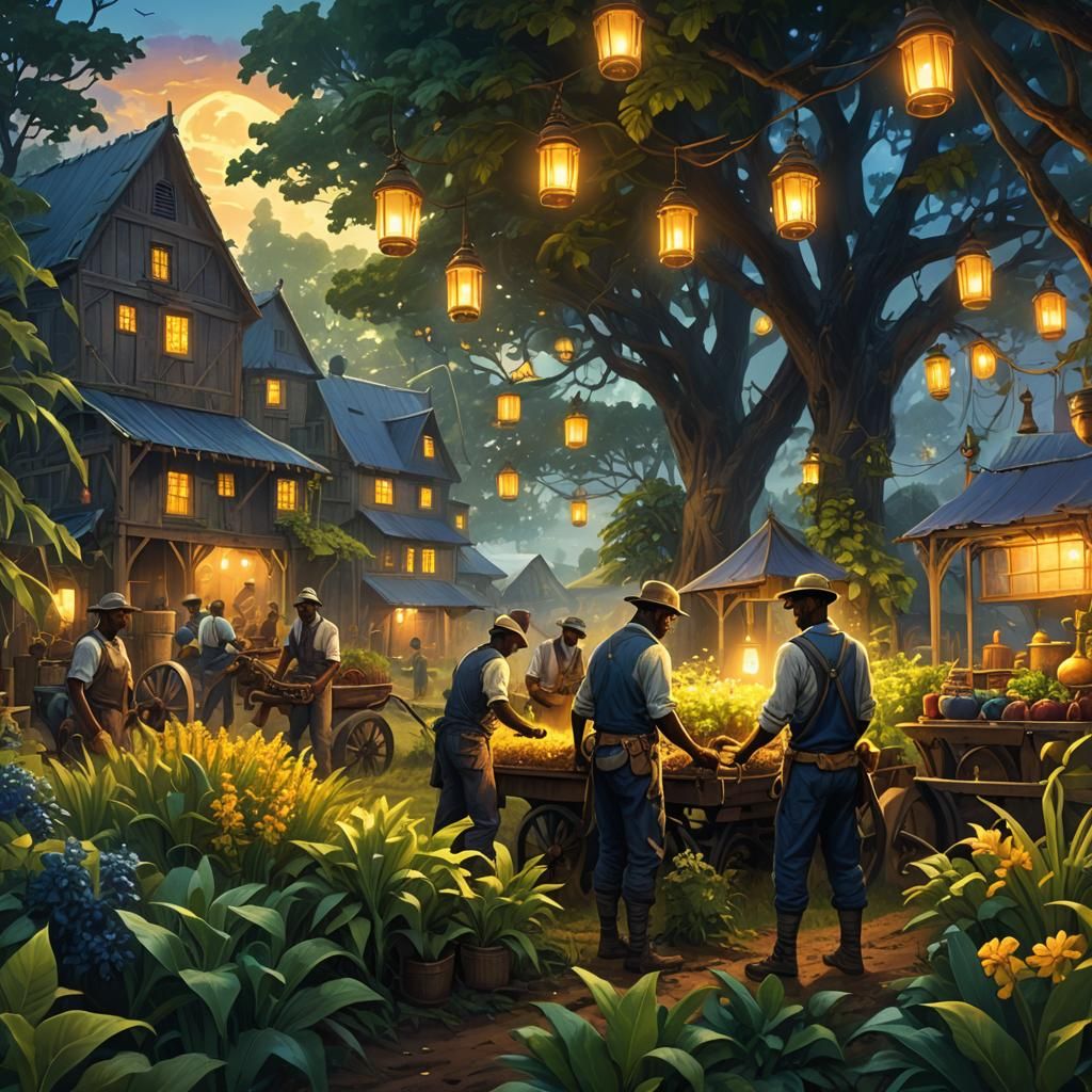 Lush Farm with Glowing Plants: Fantasy Concept Art