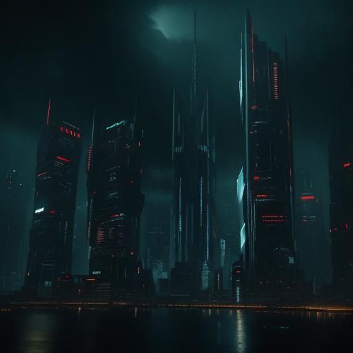 Dystopian Cityscape Justice in Gritty Oil Painting