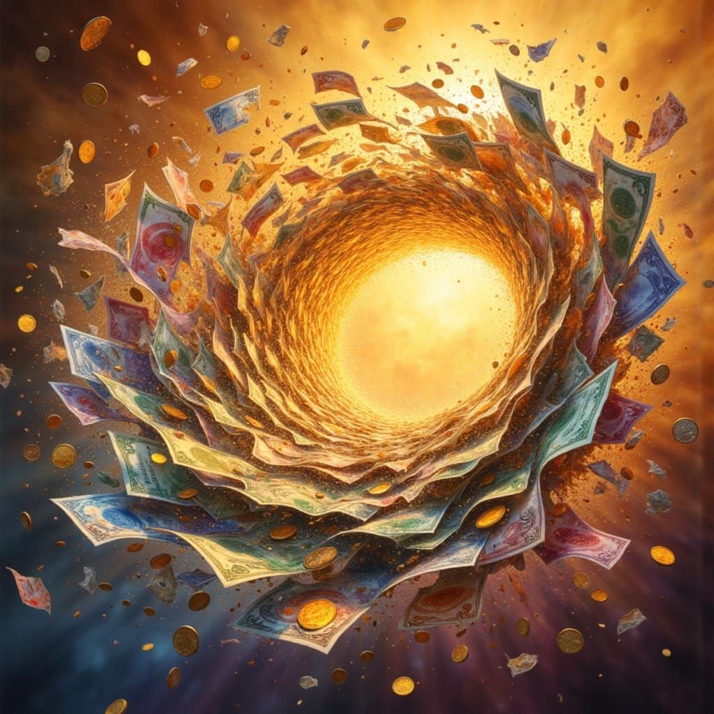 Mesmerizing Vortex of Currency in Dynamic Motion