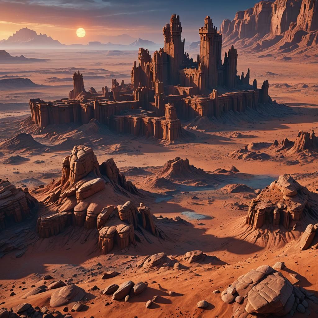 giant sandstone castle on Mars