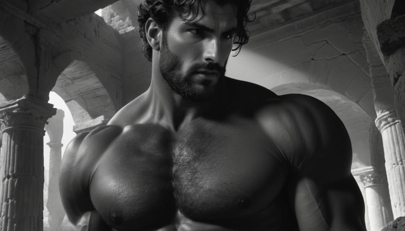 Dramatic Torso Among Ancient Ruins, Photorealistic