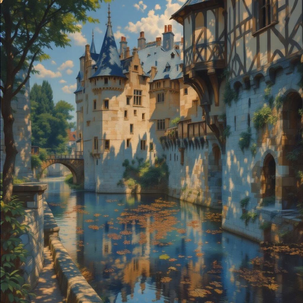 Magnificent Medieval Castle with Reflecting Moat