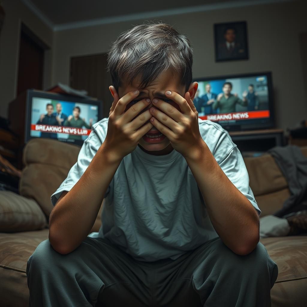 Distressed Youth Reacts to Breaking News: Photorealistic Por...