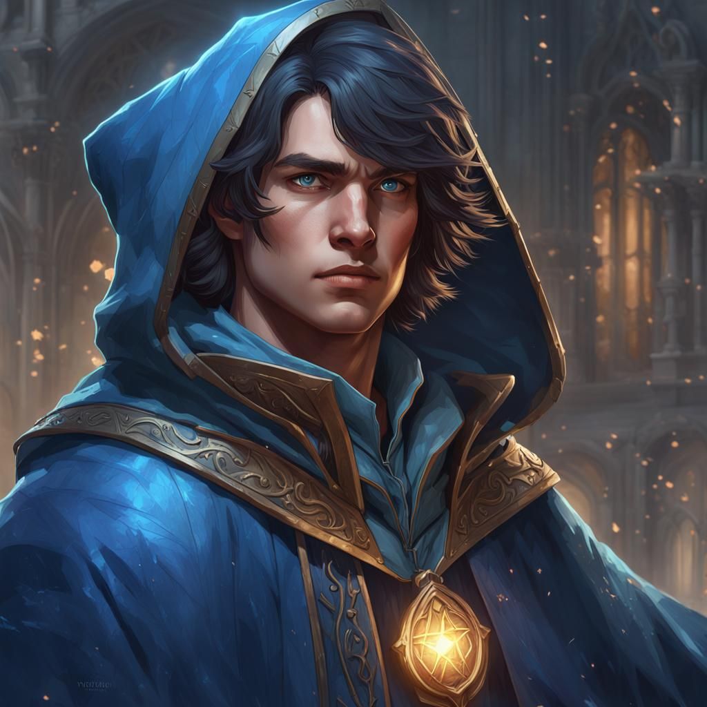 Wizard Apprentice Portrait in Hyperdetailed Style