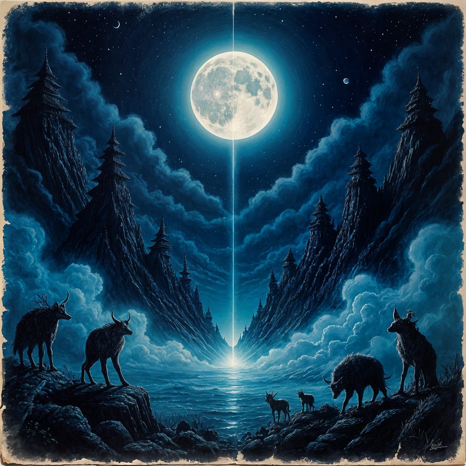 Mystical Lost Land of Dreams in Watercolor