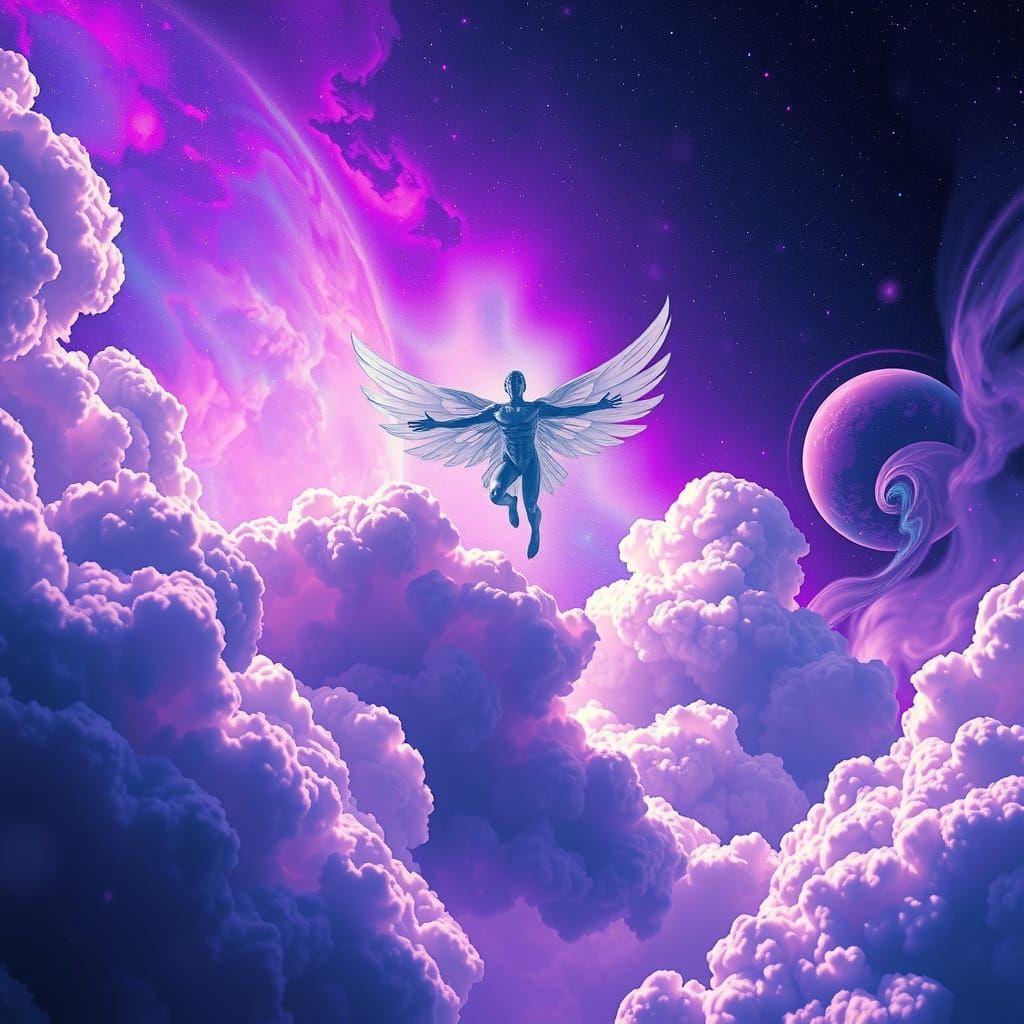 Cosmic Being Soaring Through Astral Plane in Digital Style