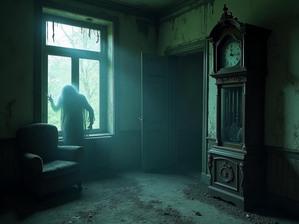 Eerie Haunted House Interior at Midnight in Gothic Style