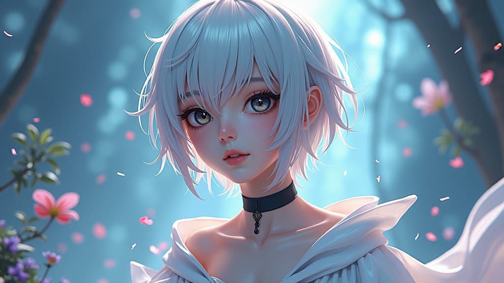 Anime-Inspired Androgynous Figure in 3D Art Style