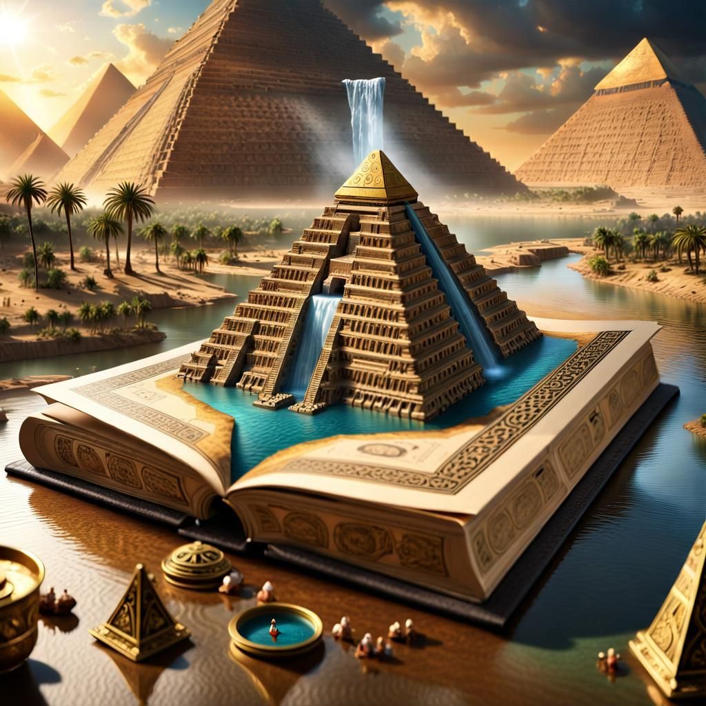 Epic Nile River Microcosm with Cheops Pyramid