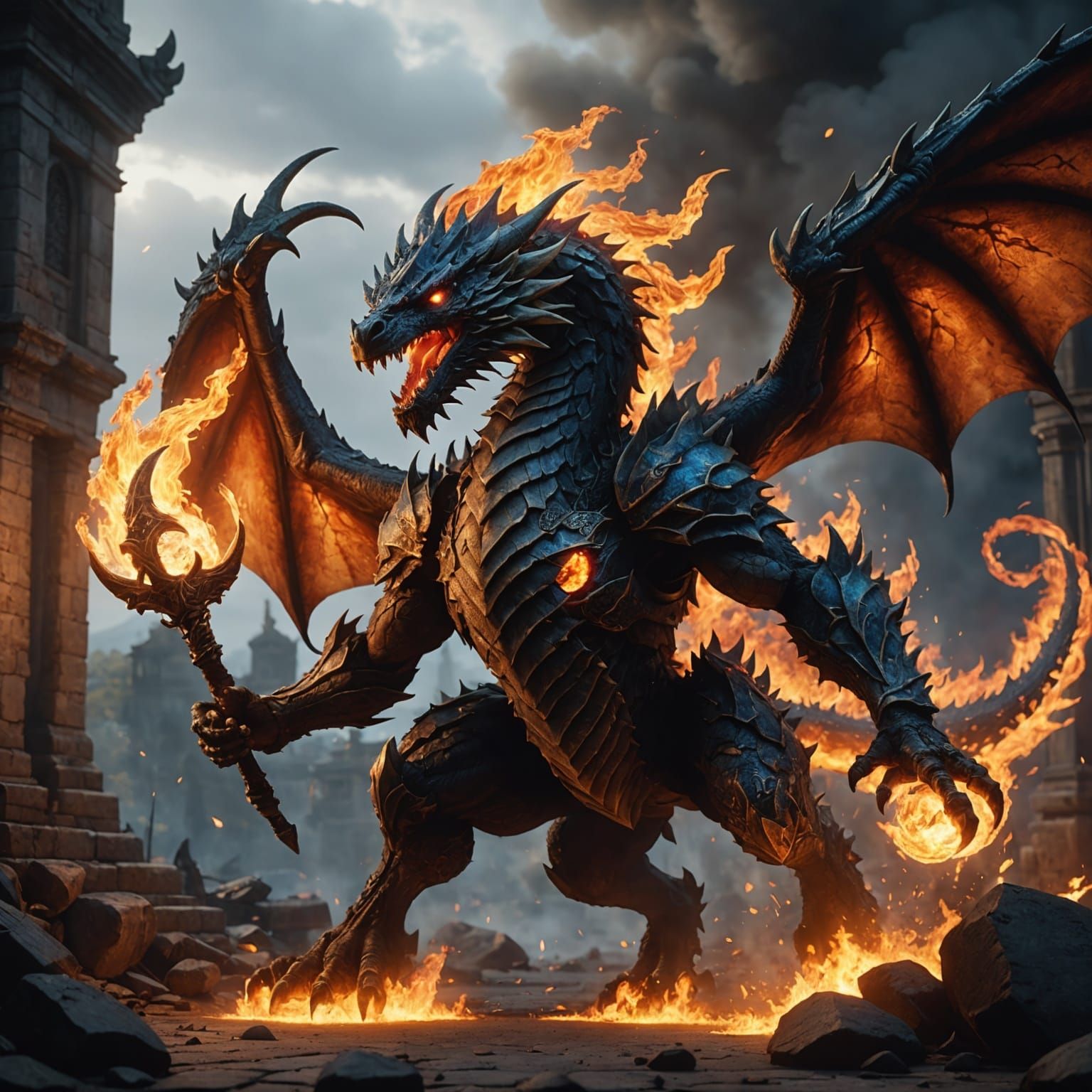 Epic Fire Dragon Battle: 3D Game Cinematic