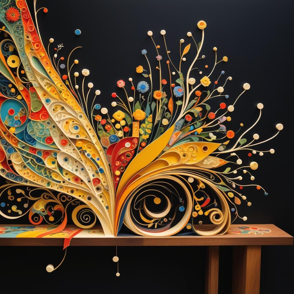 Folk Art with Isometric Abstract and Filigree Details