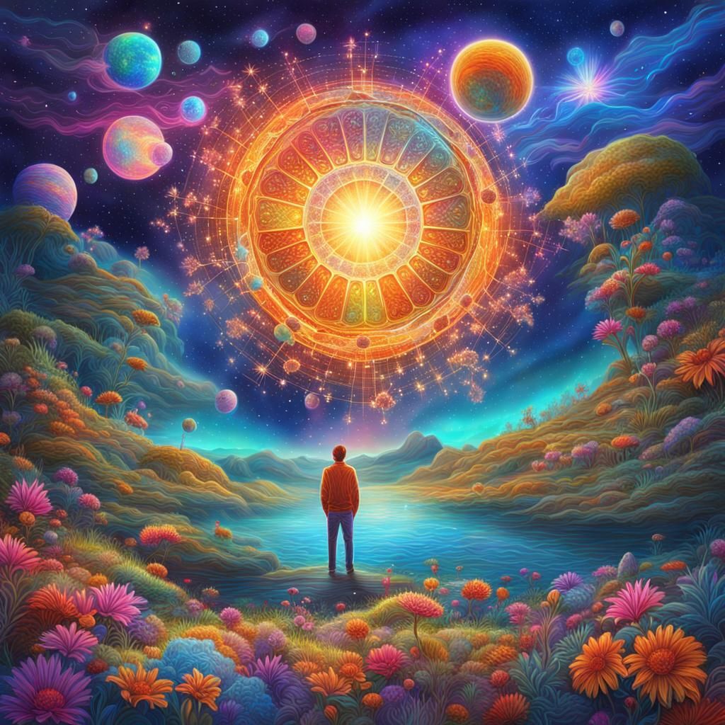 Astral Summer Day: Holographic Cosmic Illustration