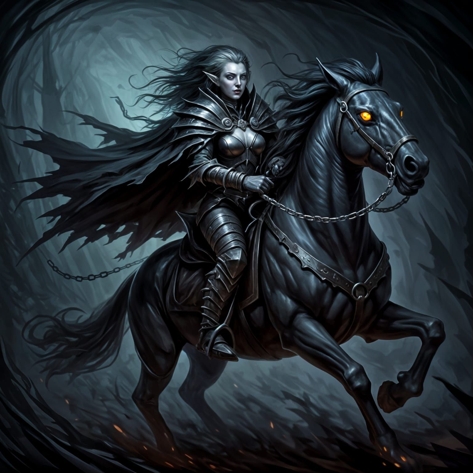 Drow Rider of Madness on Ethereal Steed