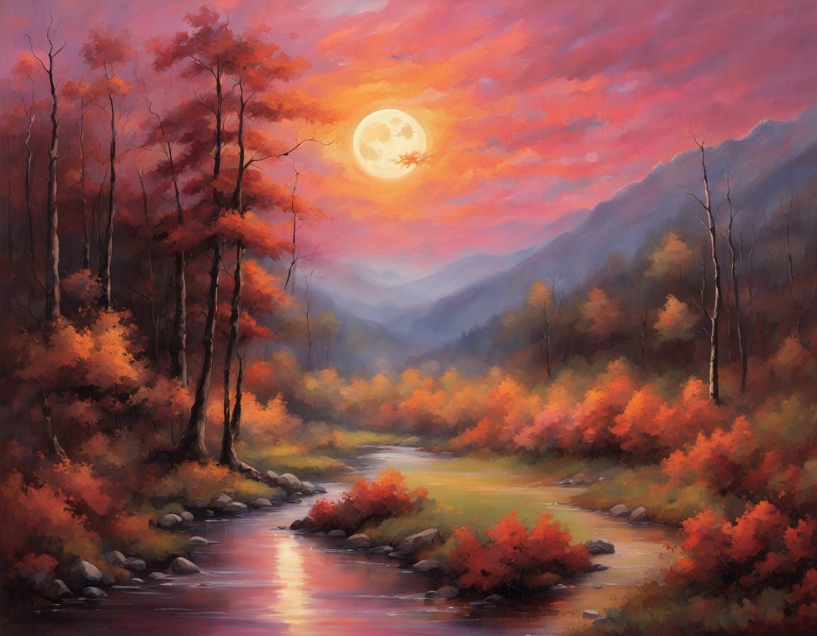 Ethereal Moonlit Forest Landscape