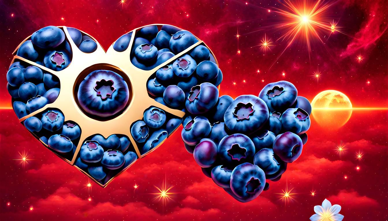 Surreal Blueberry Heart Girl in Space