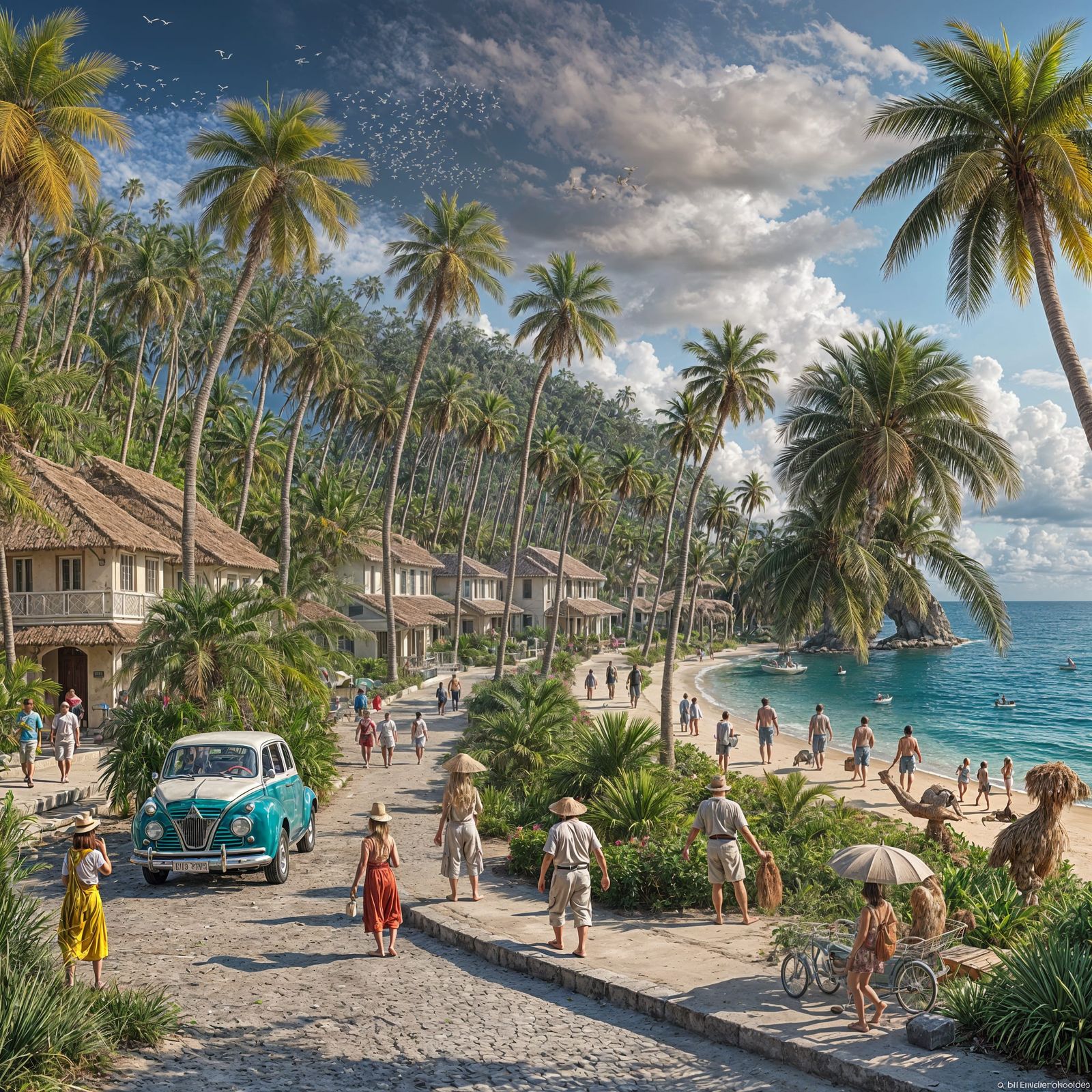 Whimsical Palm Beach Scene with Palmzilla in Matte Painting ...