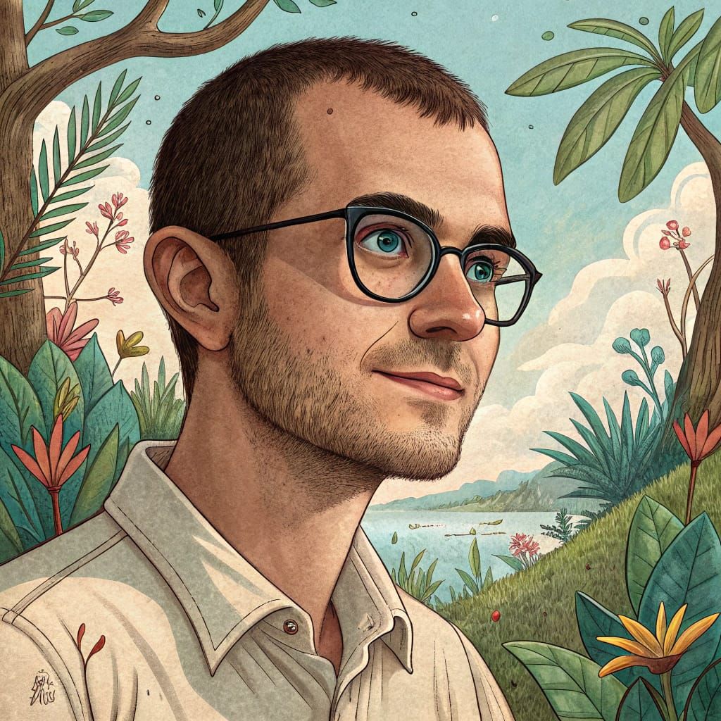 Cartoon Portrait in Brazilian Folk Art Style