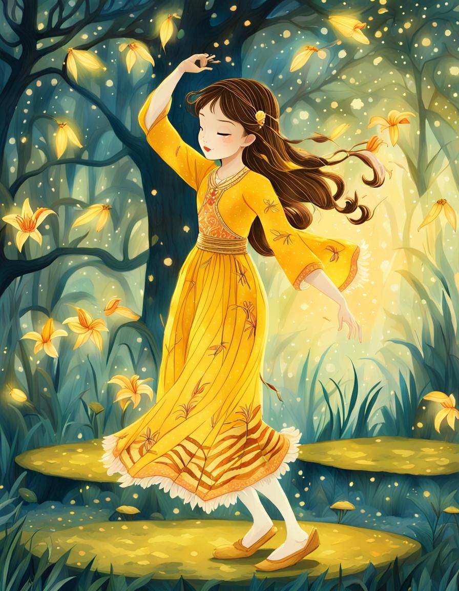 Tiger Lilly Dancing in Illuminated Glade