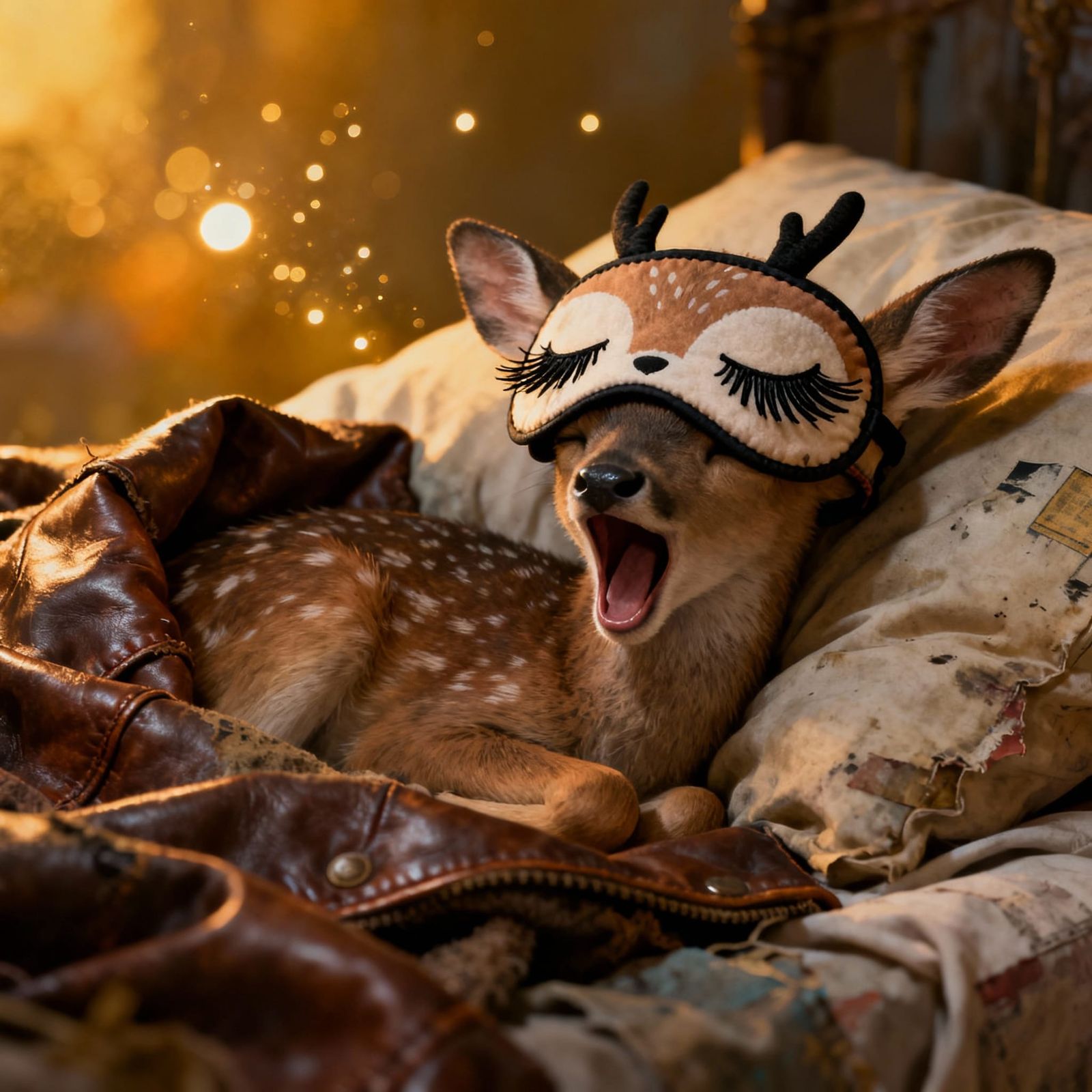 Baby Deer Sleeps Peacefully in Cozy Bed