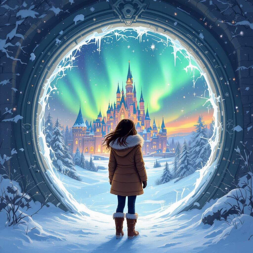 Magical Winter Palace Portal in Stalenhag Style