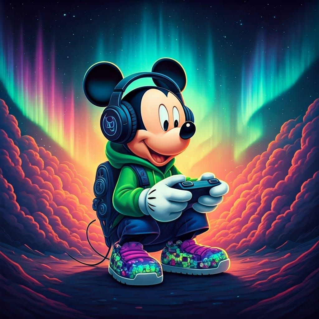 Mickey Mouse Gaming in Cosmic Astral Aurora