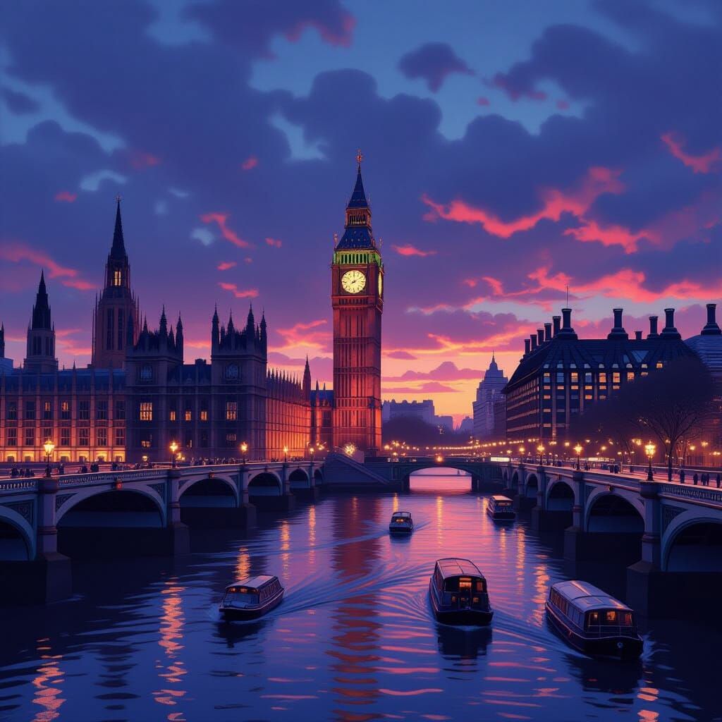 Londres at Dusk: Hyperrealistic Cinematic Cityscape