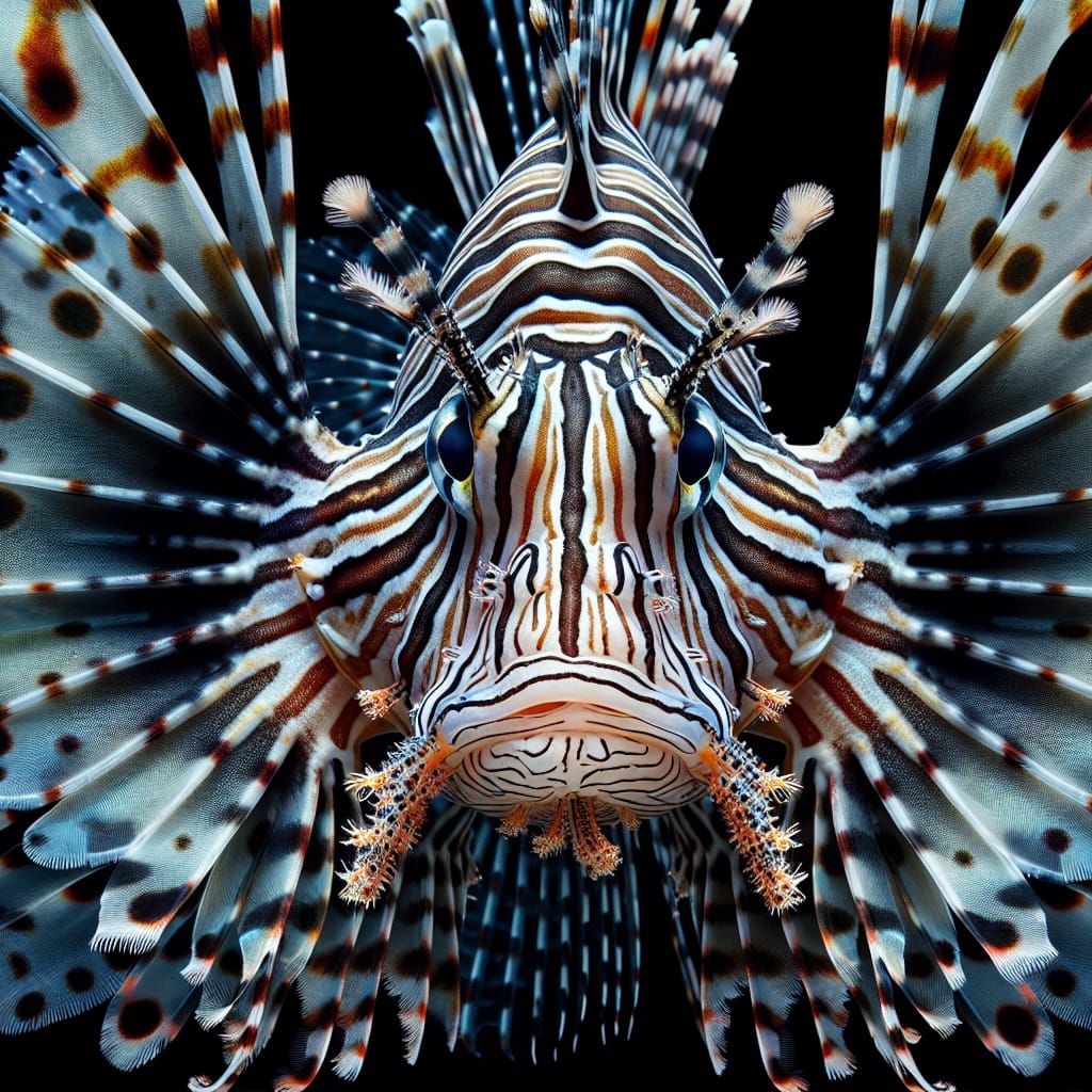Hyper-Detailed Lionfish Close-Up with Vibrant Colors
