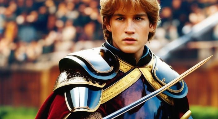 Young Knight with Sword in Hyperrealistic Portrait