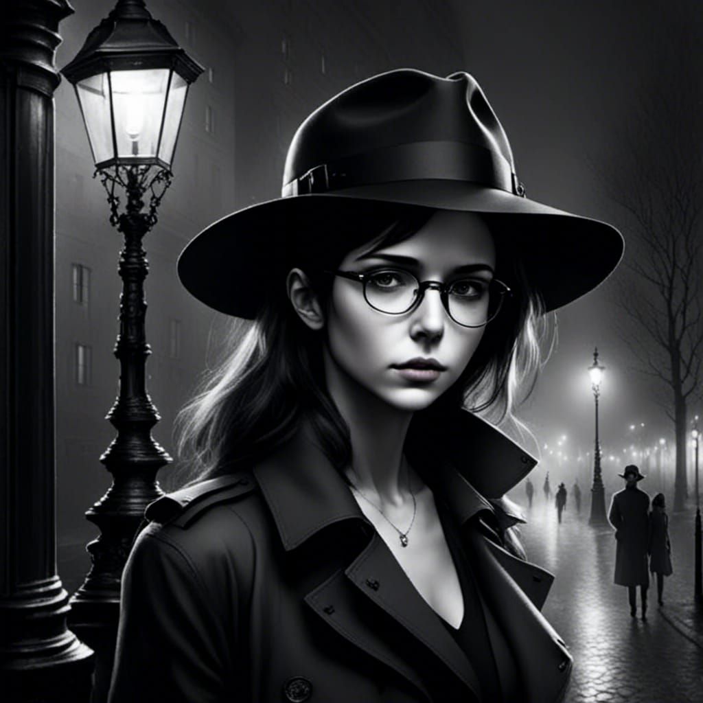 Foggy Night Portrait with Fedora and Glasses