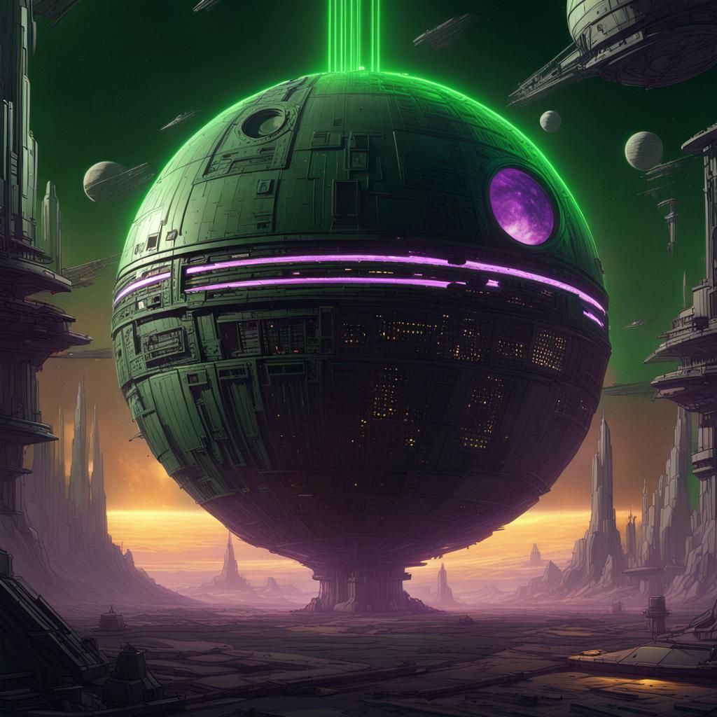 Death Star Exploding in Space: Dark Fantasy Art