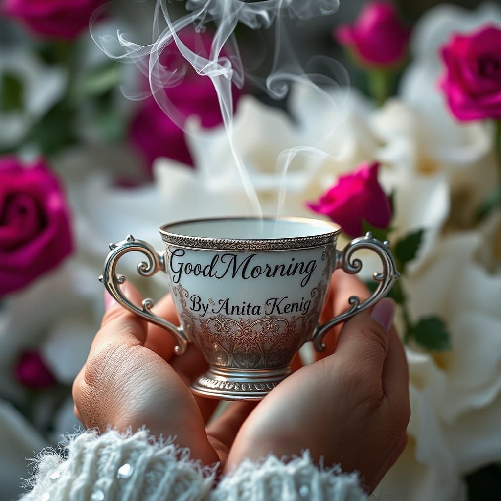 Ornate Miniature Coffee Cup in Art Nouveau Style