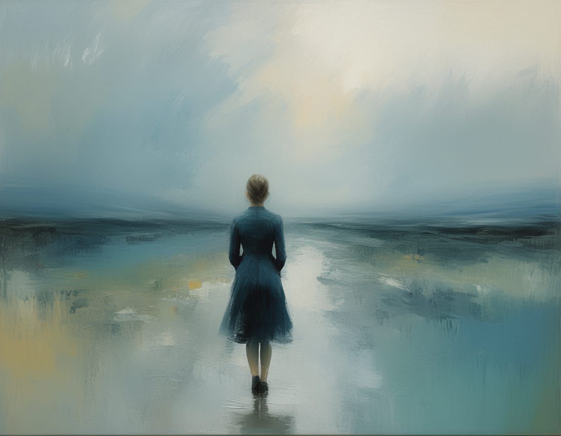 Impressionist Oil Painting of Forlorn Longing