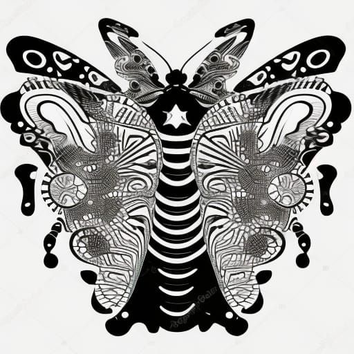 Aztec Skeleton Woman with Butterfly Wings