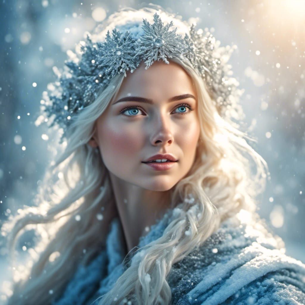 Snowy Christmas Fantasy: Beautiful Female Portrait